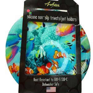 Andreas Silicone Non-Slip Trive Pot Holder Fish Ocean Theme Heat Resistant